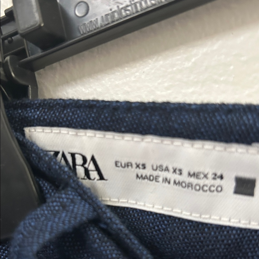 NWOT Zara Women’s 💯 Linen Dark Blue Wide Leg Pants - size XS - Picture 2 of 3